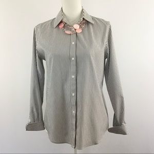 JONES NEW YORK SIGNATURE STRIPED BUTTON DOWN COTTON SHIRT